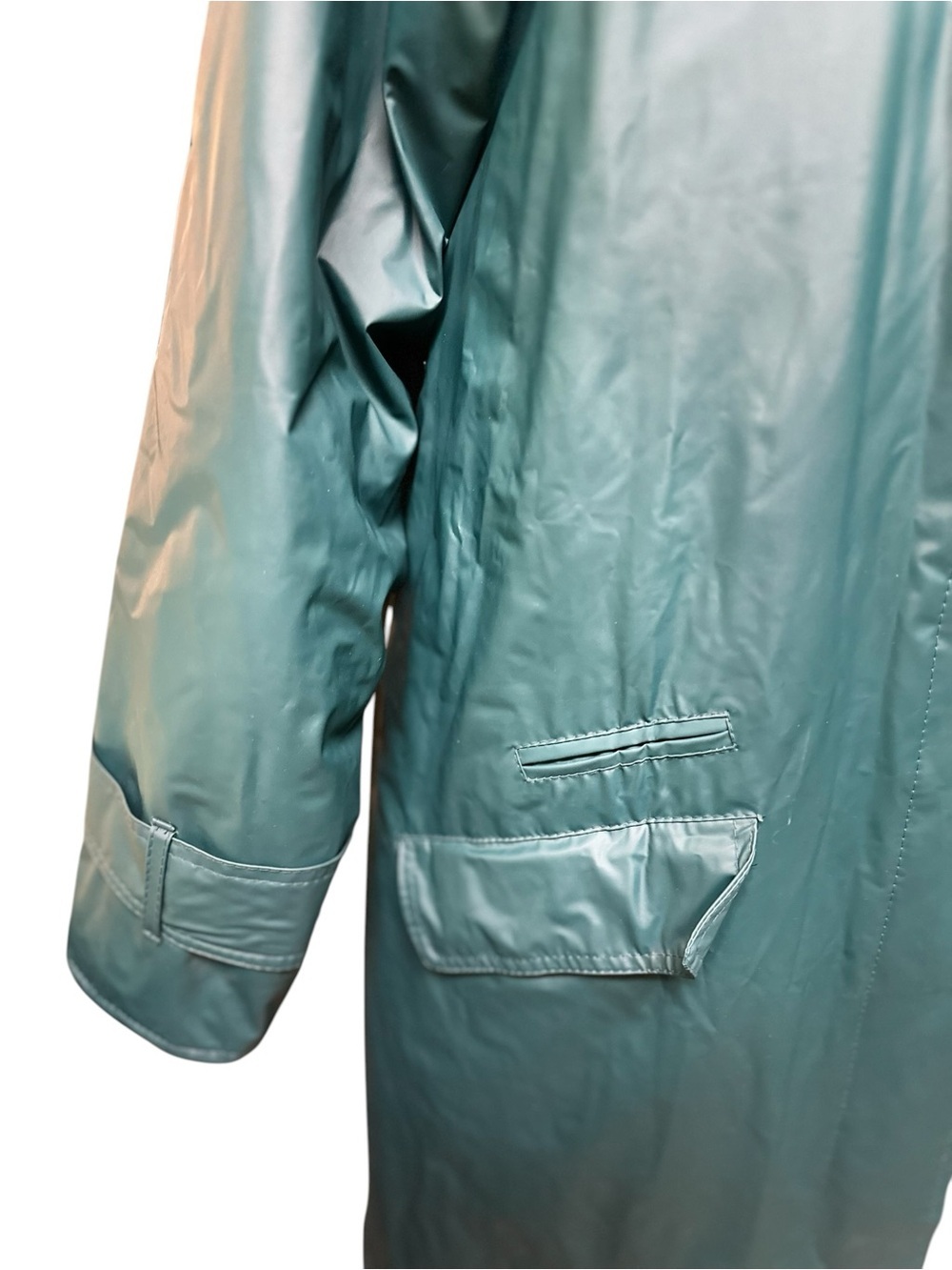 Vintage Misty Harbor Green Plaid Women’s Size M Flannel Lined Rain Coat - Picture 3 of 12